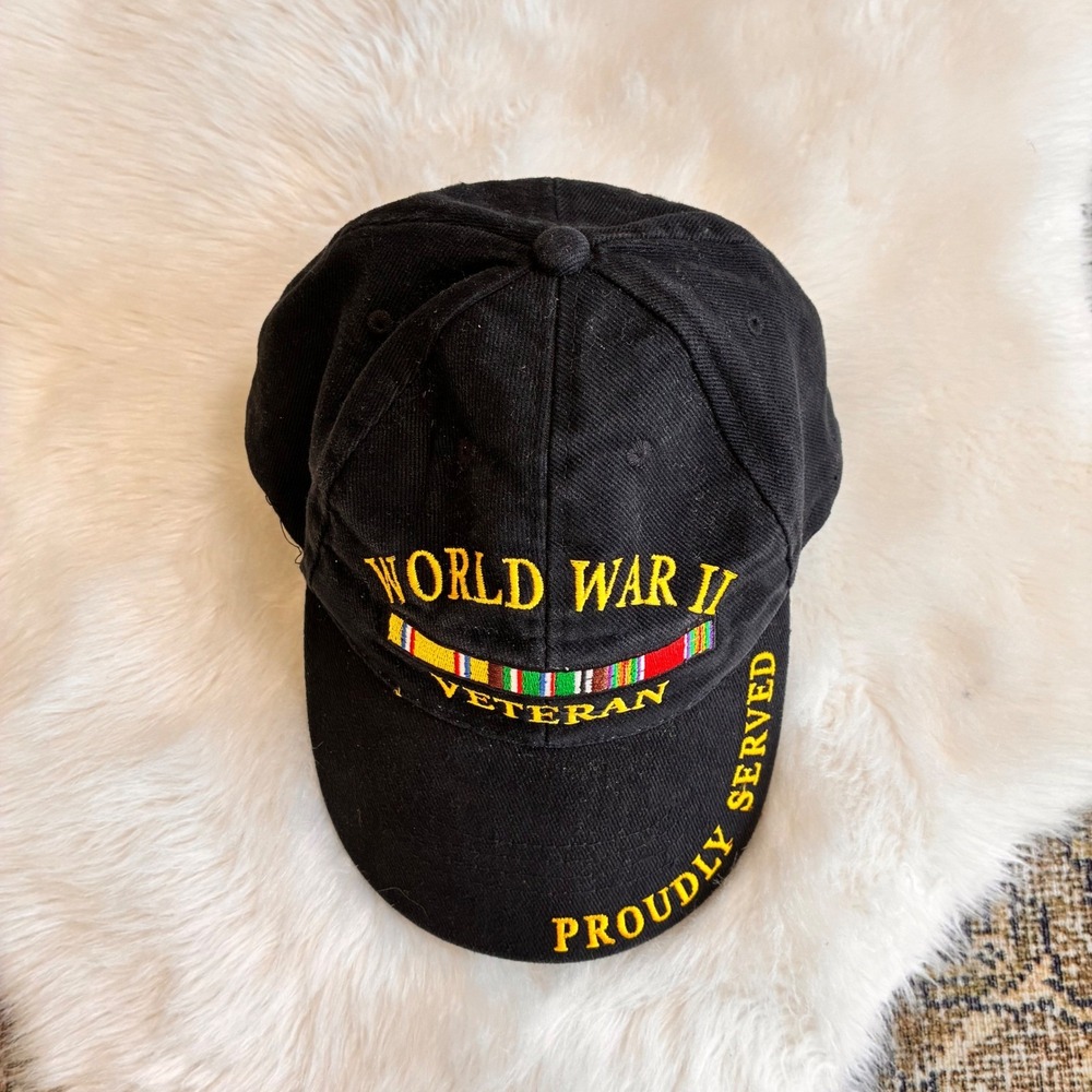 Eagle Emblems World War II Veteran Hat Black‎ Cotton Embroidered Proudly Served - Picture 5 of 5